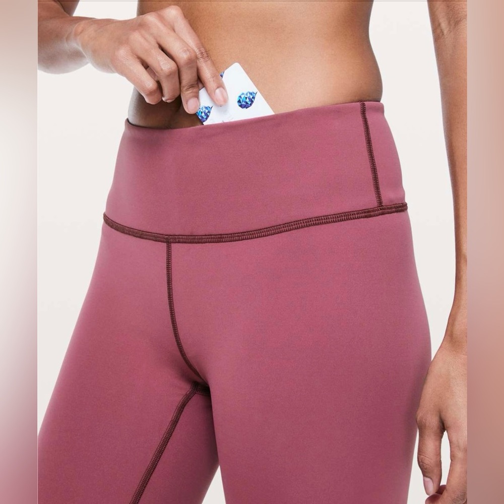 Lululemon Wunder Under Crop *Mid-Rise FullOn Luxtreme 21” Leggings Size 6 Merlot - Picture 4 of 13
